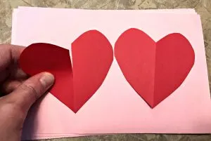 Kids' Valentine heart with a cut