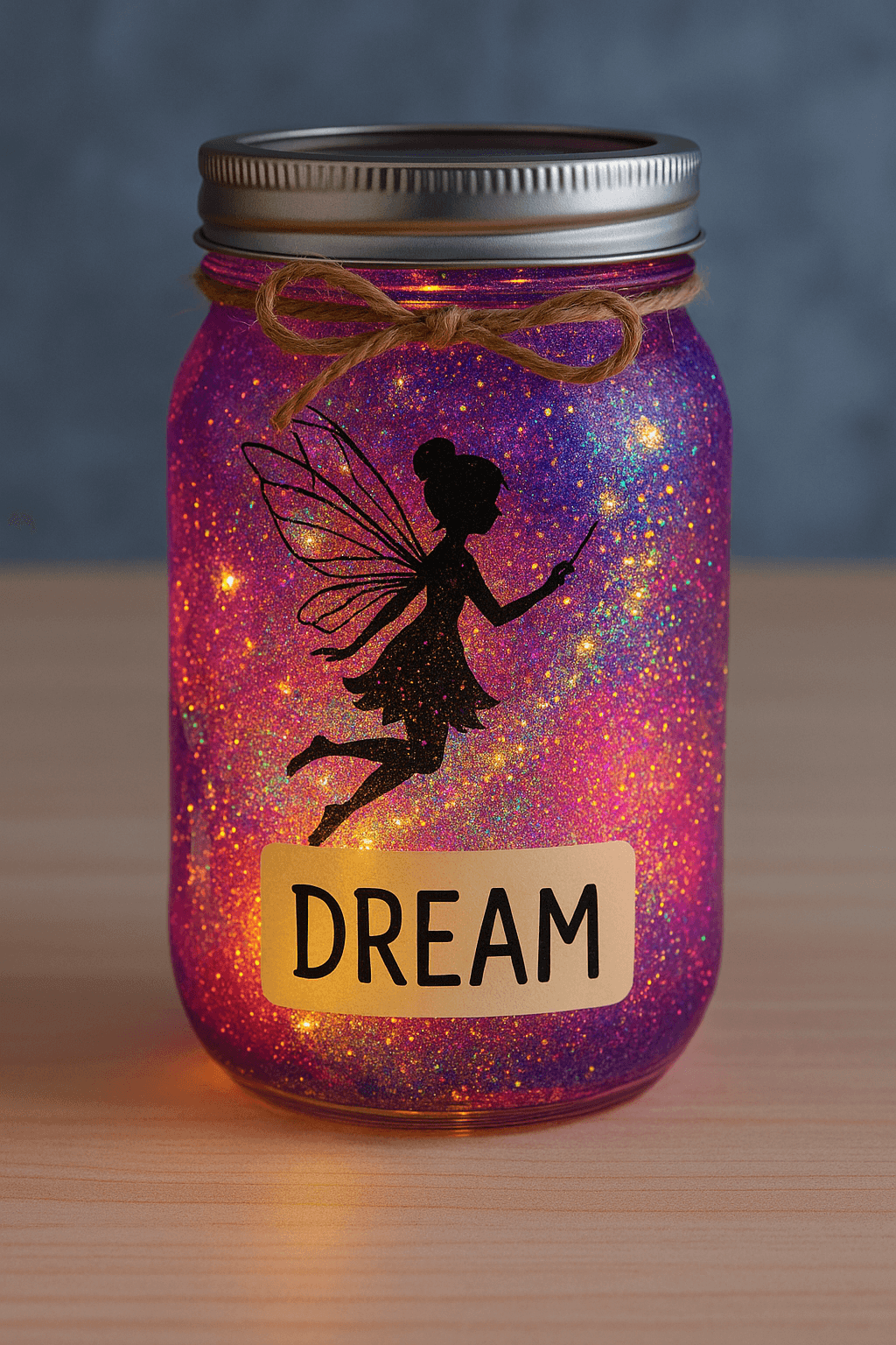 Pink sparkly fairy dream jar