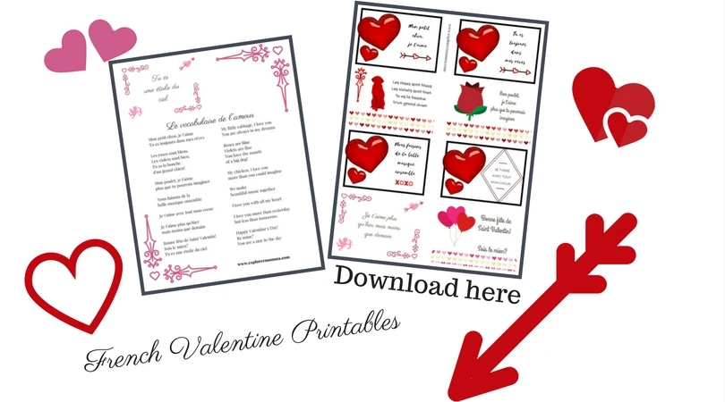 Printable French Valentine cards