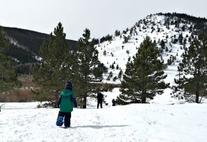 Family snowshoeing in Rocky Mountain National Park