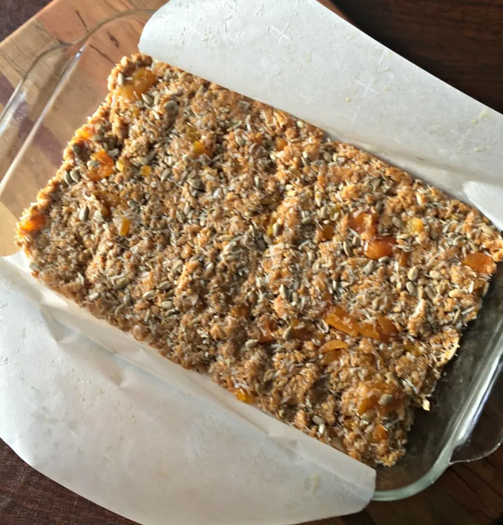 Pan of gluten free granola bars