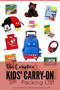 The complete kids' carry on packing list can be a lifesaver for family travel. Be prepared with kids on an airplane. #familytravel #packinglist