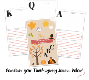 Kids' Thanksgiving journal with msg