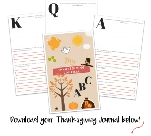 Kids' Thanksgiving journal with msg