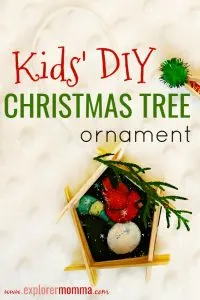 Kids' DIY Christmas Tree Ornament. Need an easy and fun Christmas craft for school or scouts? Recycling Christmas cards has never been funner! #diychristmasornament #christmascrafts