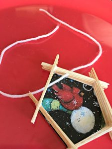 Kids' DIY Christmas Tree Ornament, yarn threaded