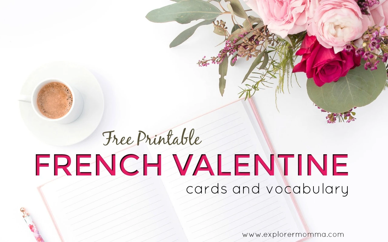 Printable French Valentine cards feature