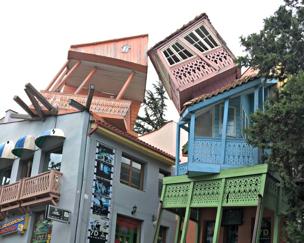 Tbilisi Mtatsminda Amusement Park leaning houses