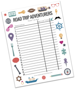 Road trip bag free printable preview