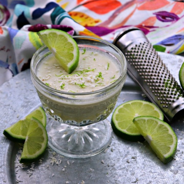 Coconut lime dessert mousse with lime and zester