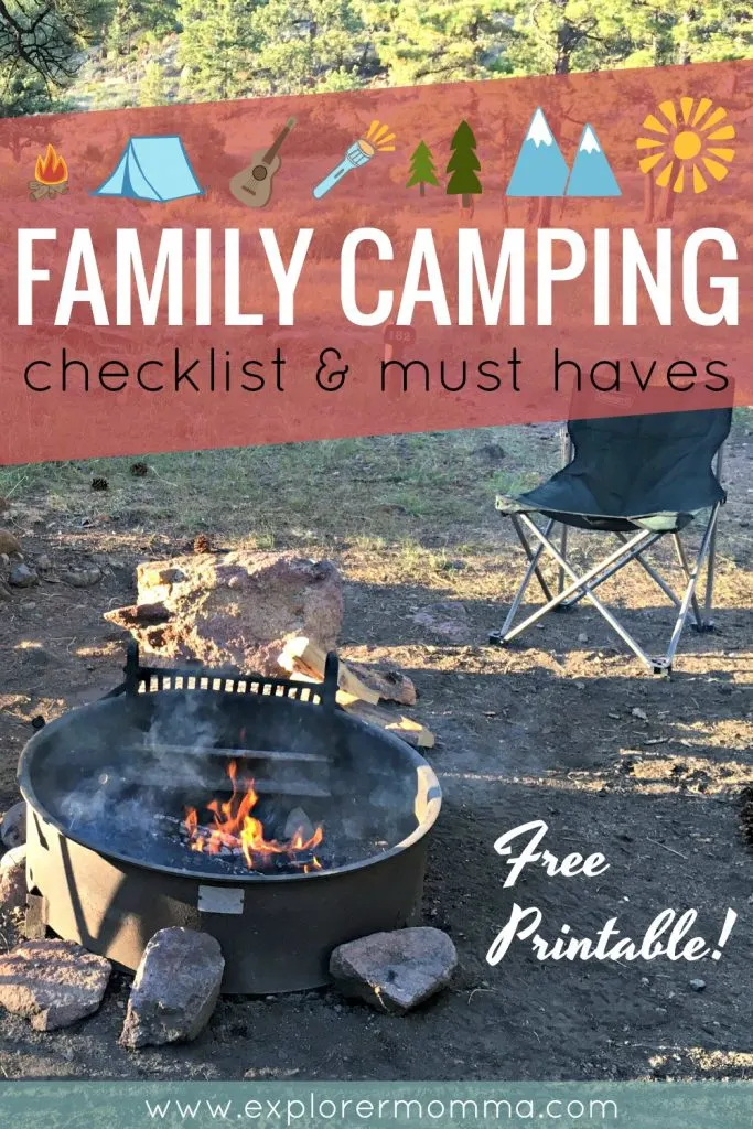 Family camping checklist, campfire pin