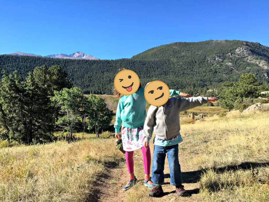 Family camping trip, kids hiking