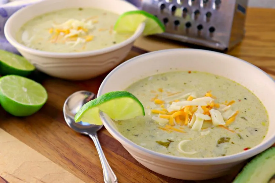 Green chili chicken chowder for two