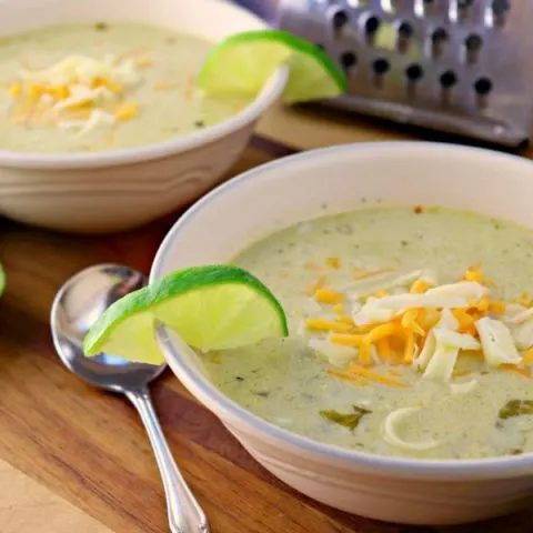 Green chili chicken chowder for two