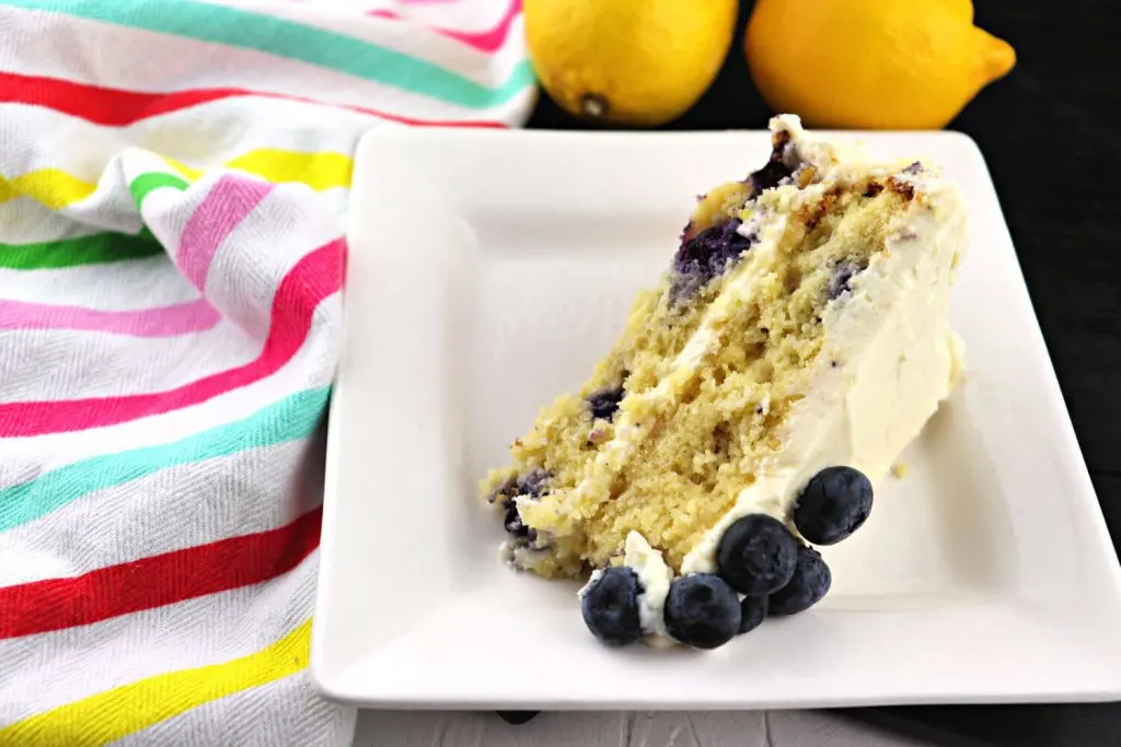 Piece of low carb lemon blueberry cream cake #ketodesserts #lowcarbrecipes