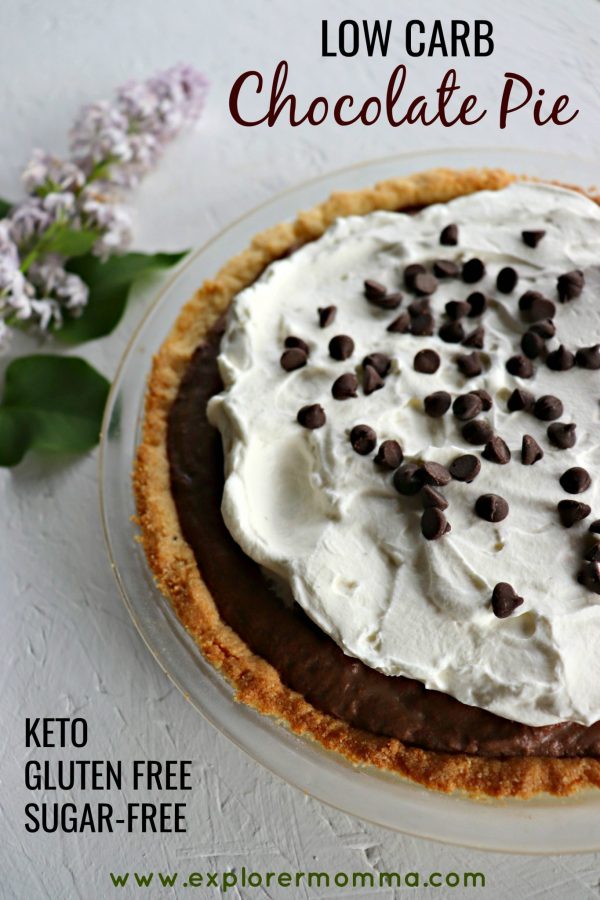 Low carb chocolate pie, closeup, pin