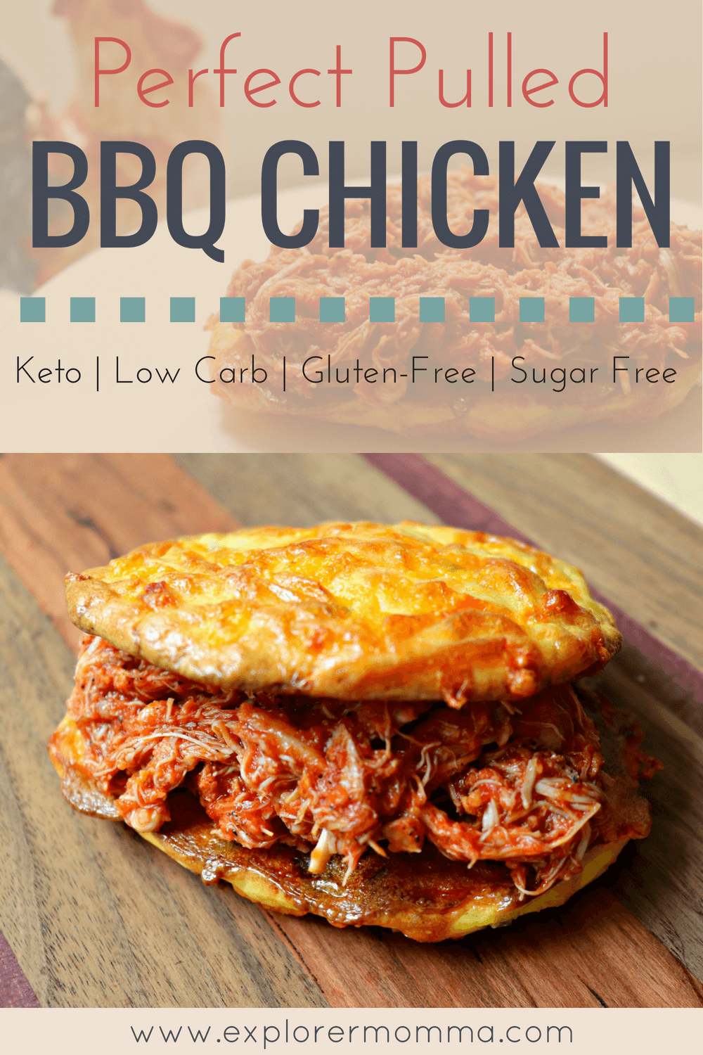 Perfect slow-cooker pulled BQ chicken is a fabulous family-friendly low carb meal and also works with a keto diet. Easy and delicious recipe #lowcarbchicken #lowcarbdinner