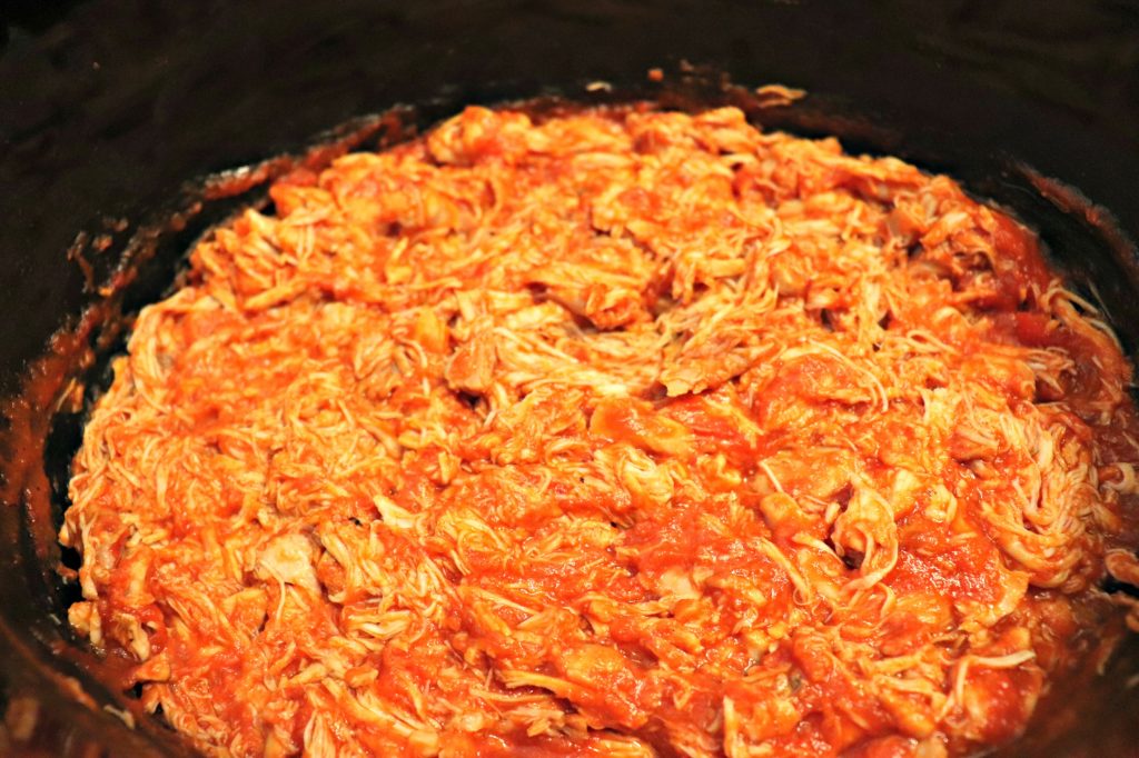 Slow-cooker pulled BBQ chicken in crock-pot