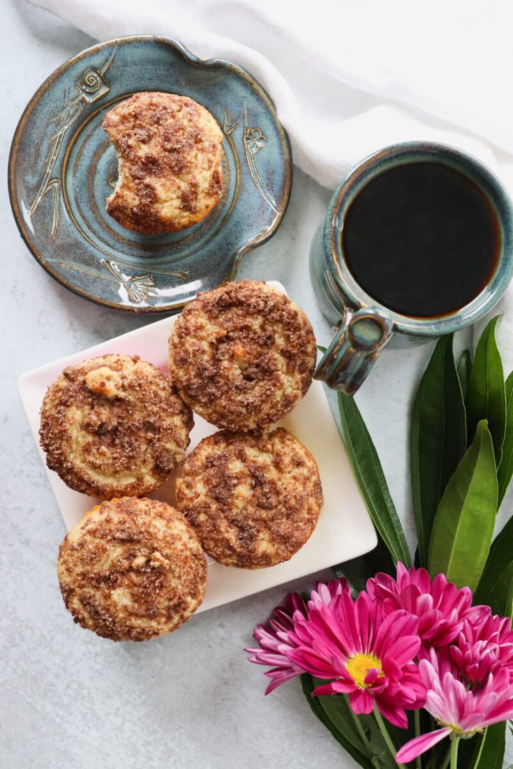 Overhead view of low carb coffee cake muffins