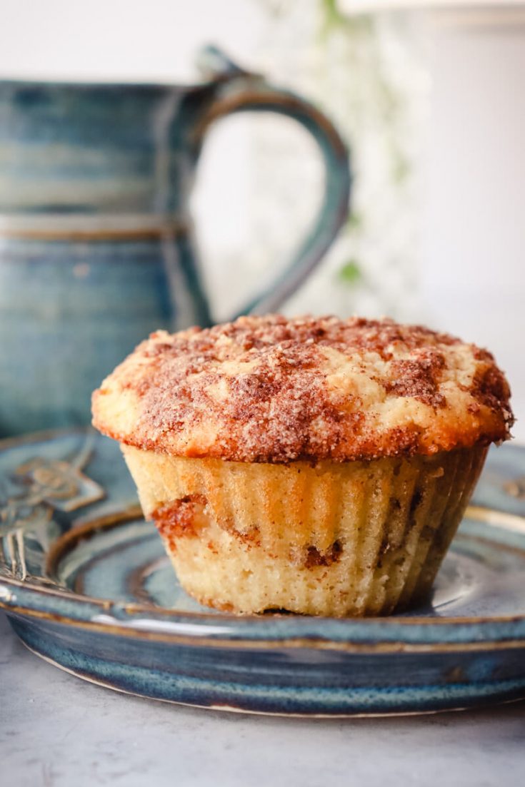 Low carb coffee cake muffin on a plate
