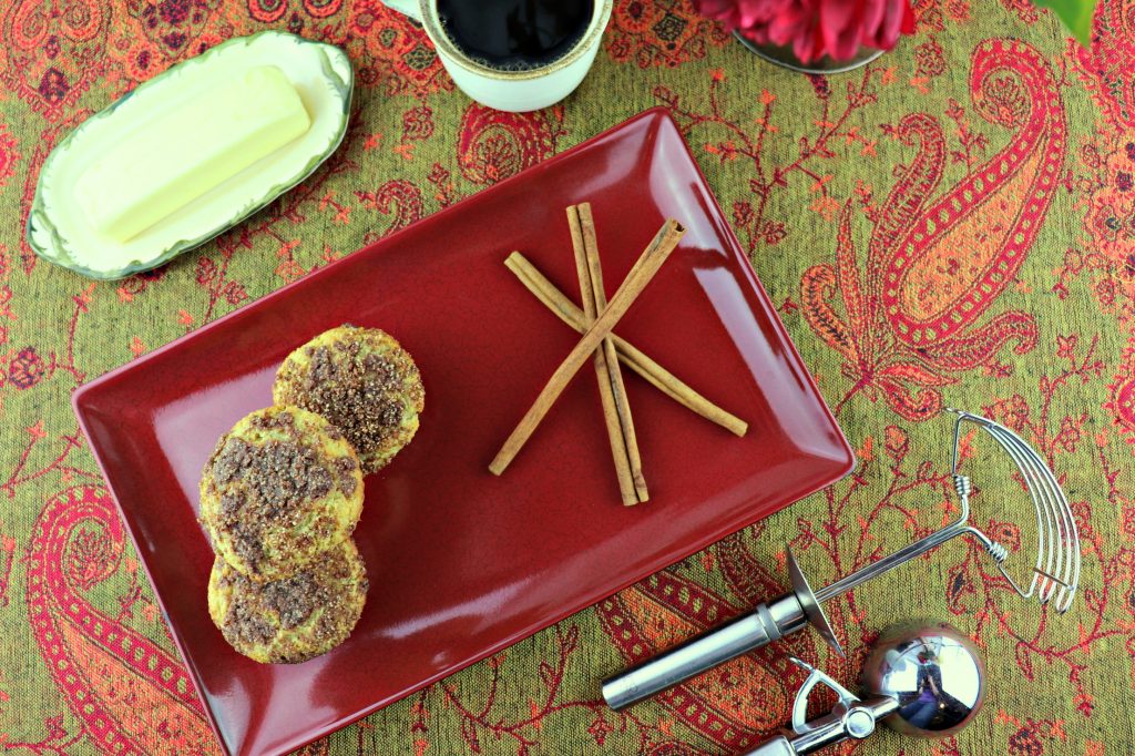 Low carb coffee cake muffins overhead