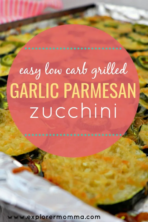 Easy low carb grilled garlic parmesan zucchini. The perfect keto side dish recipes for summer! Try this gluten-free zucchini recipe on the grill or in the oven. Family-friendly and perfect for using those garden zucchini. #zucchinirecipes #ketosides