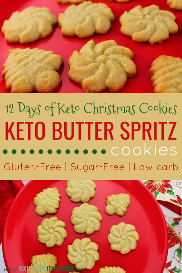 Keto Butter Spritz cookies are the perfect low carb Christmas recipe. Kid-friendly and super-easy for family baking. Keto recipe perfect for your keto plan. #ketorecipes #lowcarbcookies