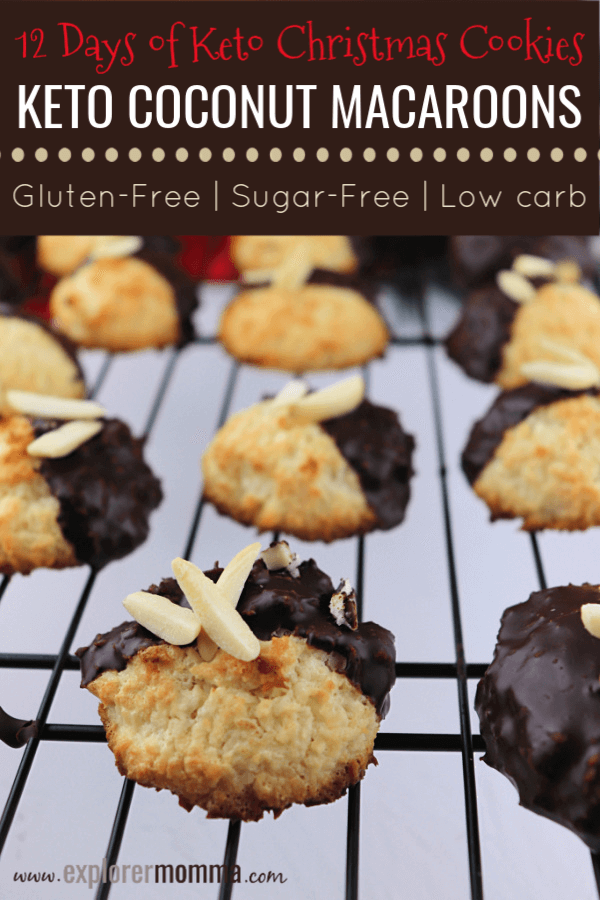 Traditional flavors of coconut, almond, and chocolate make these low carb treats a hit at our house. Keto Coconut Macaroons are delicious and at the same time sugar-free, gluten-free. #ketodesserts #ketocookies #ketorecipes