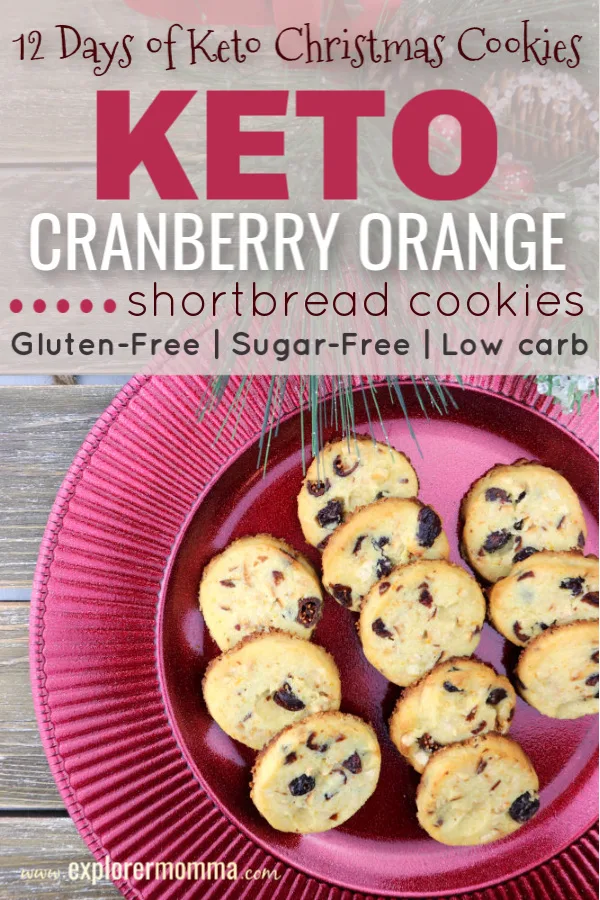 Keto cranberry orange shortbread cookies are the perfect low carb, sugar-free holiday treat! Gluten-free with almond and coconut flours and packed with flavor these Christmas cookies disappear quickly! #lowcarbcookies #ketorecipes