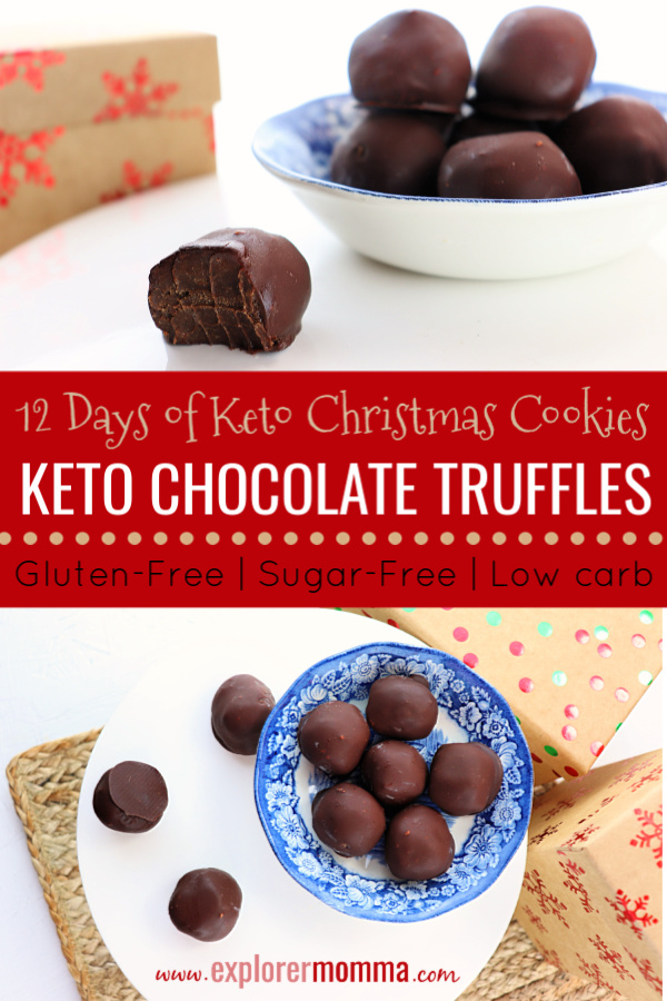 Keto Chocolate Truffles are decadent chocolate goodness in a low carb, gluten-free, sugar-free bundle. Perfect for holiday parties and to help on your keto diet journey. #ketochocolate #lowcarbtruffles