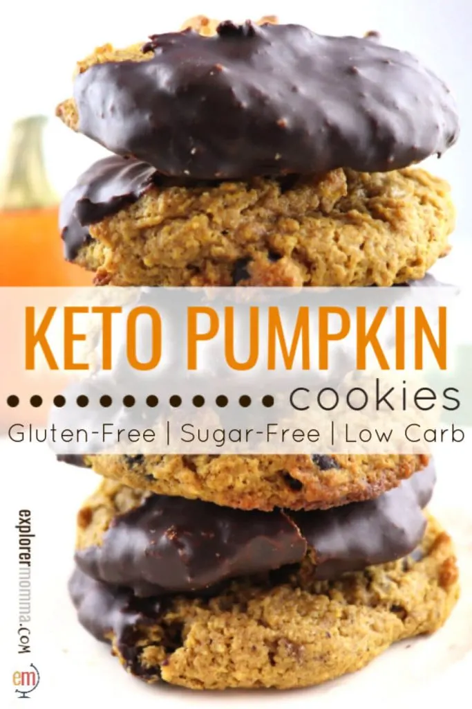 Delicious keto pumpkin cookies are the perfect fall spiced low carb dessert. Super kid-friendly, gluten-free, sugar-free treats. #ketocookies #ketodessertrecipes #lowcarbrecipes