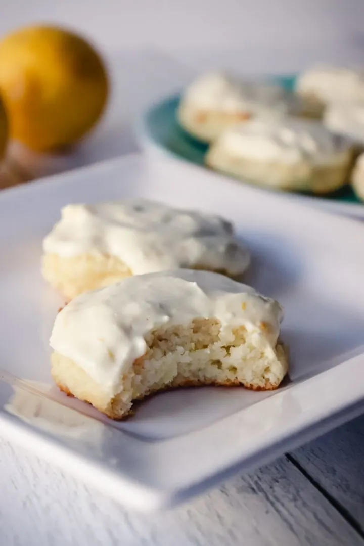 Bite out of a low carb lemon cookie