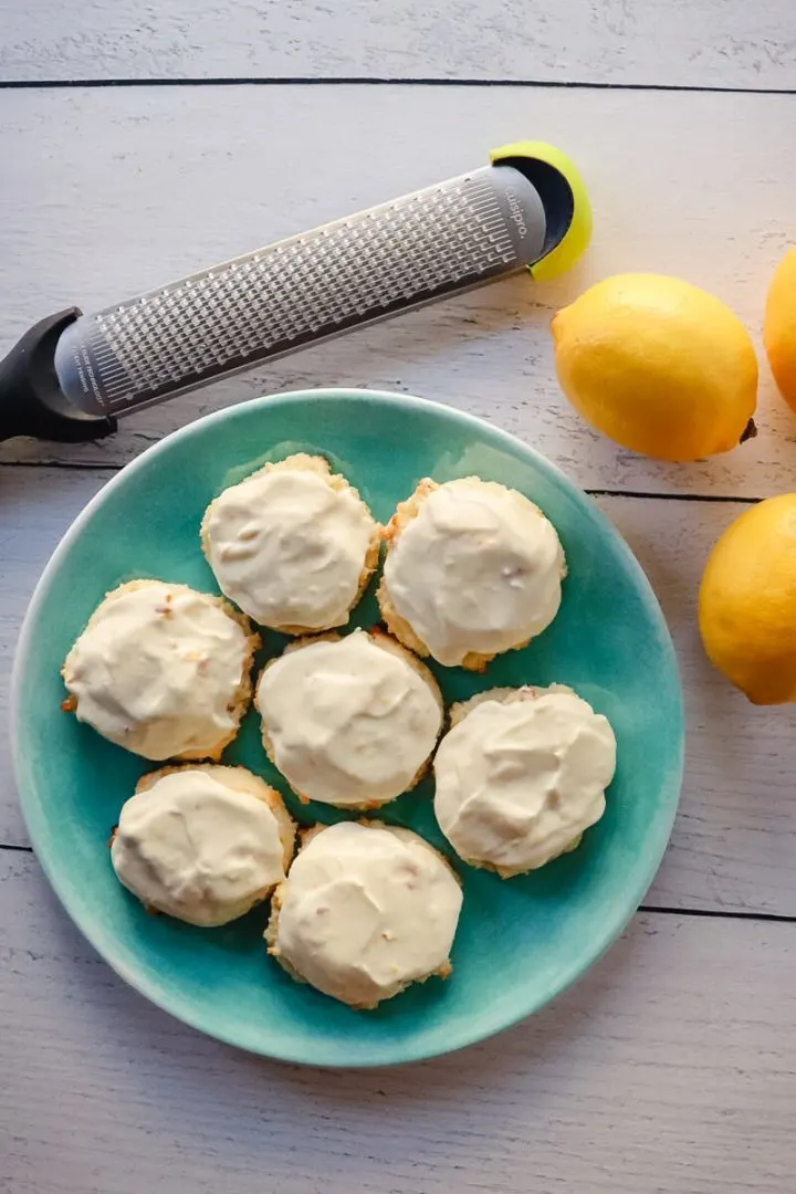 An overhead view of low carb lemon cookies