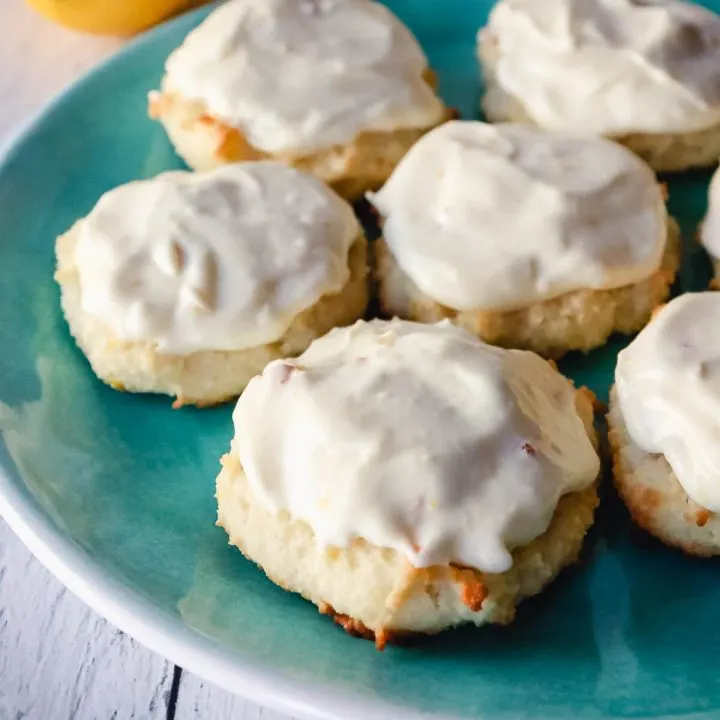 Low carb lemon cookies on a plate