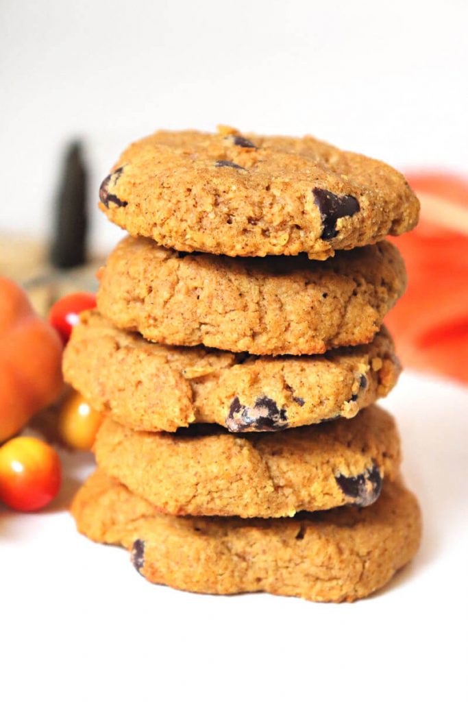 Stack of best spiced keto pumpkin cookies