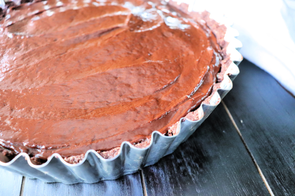 Keto peanut butter pie with ganache topping #ketopie #peanutbutterpie
