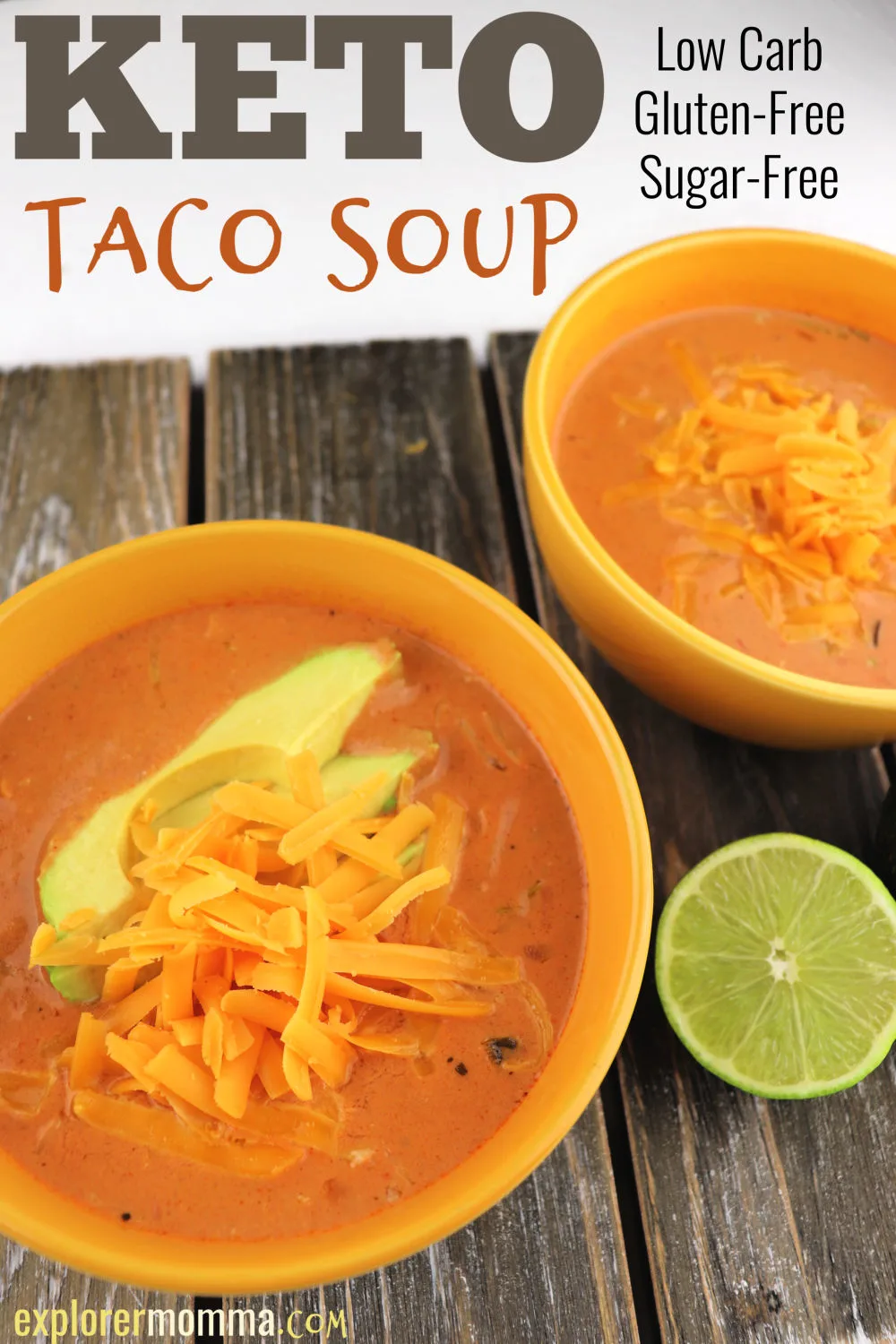 Keto taco soup. An easy and delicious low carb, gluten-free recipe, perfect for family weeknights. #lowcarbdinner #ketosoups