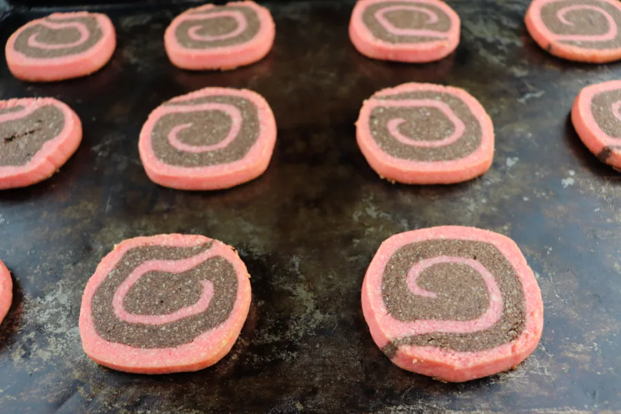 Low carb chocolate pinwheel cookies. Keto and full of flavor, these gluten-free tea cookies are perfect for Valentine's Day, Christmas, or anytime! #ketocookies #lowcarbcookies