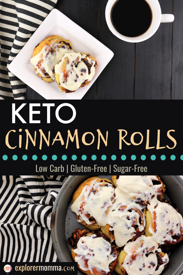 Keto cinnamon rolls are the perfect low carb breakfast. Satisfy your craving and stick to your keto diet. Gooey cream cheese frosting and cinnamon. #ketorecipes #ketobreakfastrecipes