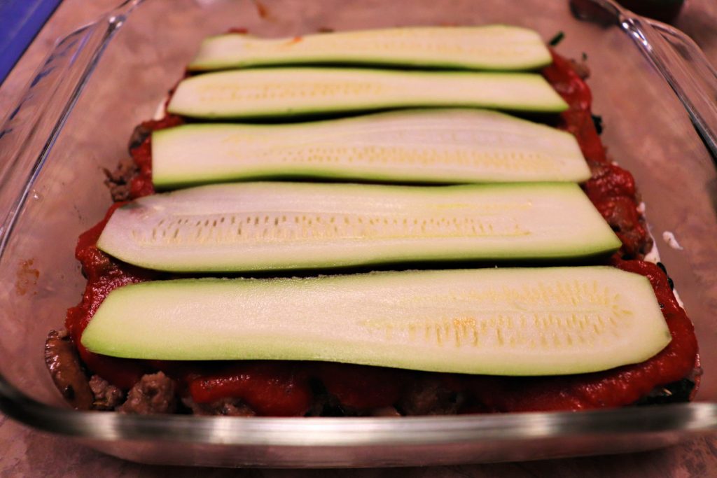 Keto zucchini lasagna, layering #ketorecipes #lowcarblasagna