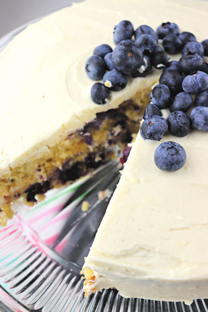 Low Carb Lemon Blueberry Cream Cake
