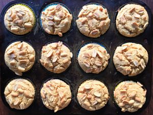 Pan of low carb peanut butter muffins #ketomuffins #lowcarbmuffins