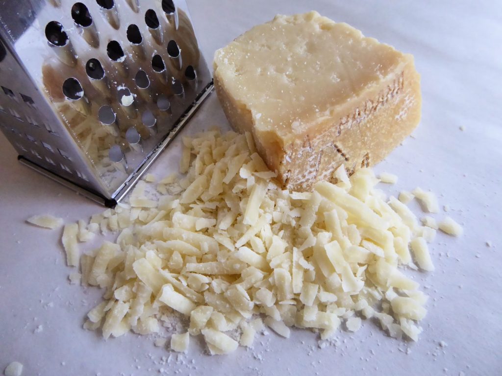 Grated parmesan cheese for keto zucchini lasagna #zucchinilasagna #ketodinners