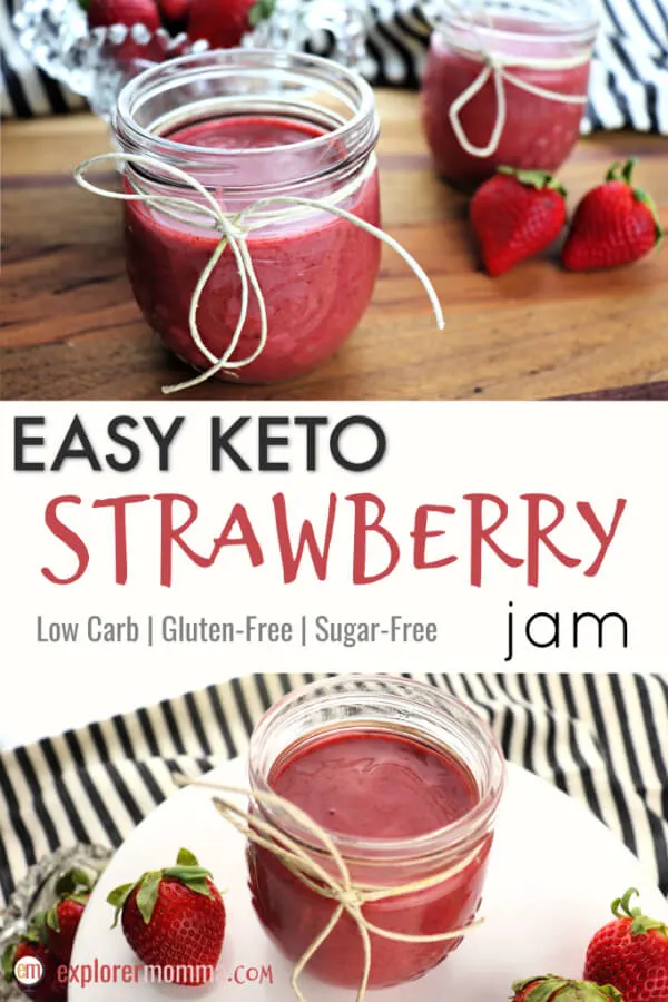 Delicious Easy Keto Strawberry Jam is a burst of flavor on low carb bread or a gluten-free cookie. Use it in other keto dessert recipes with jam! #ketorecipes #keto
