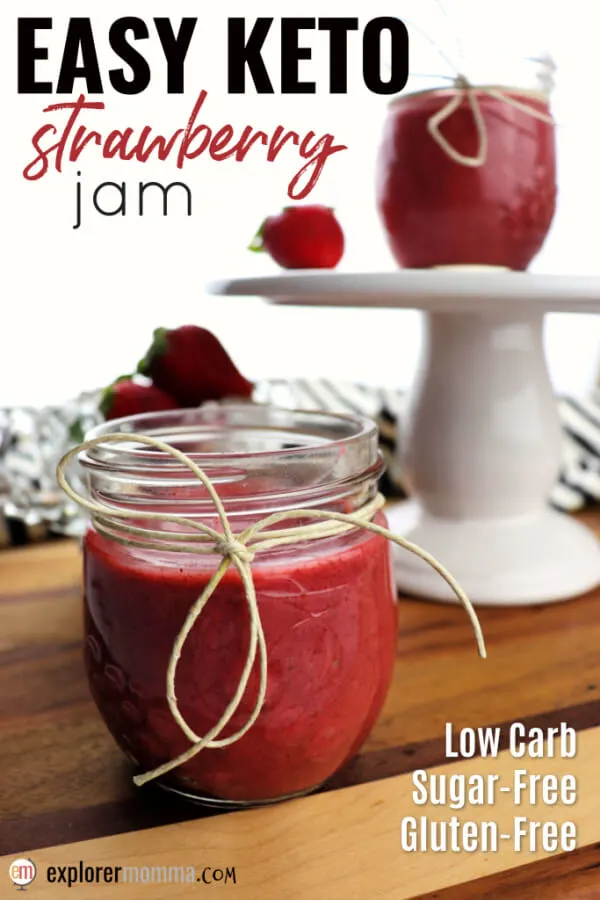 Easy Keto Strawberry Jam is sugar-free and bursting with flavor! #sugarfreejam #ketorecipes