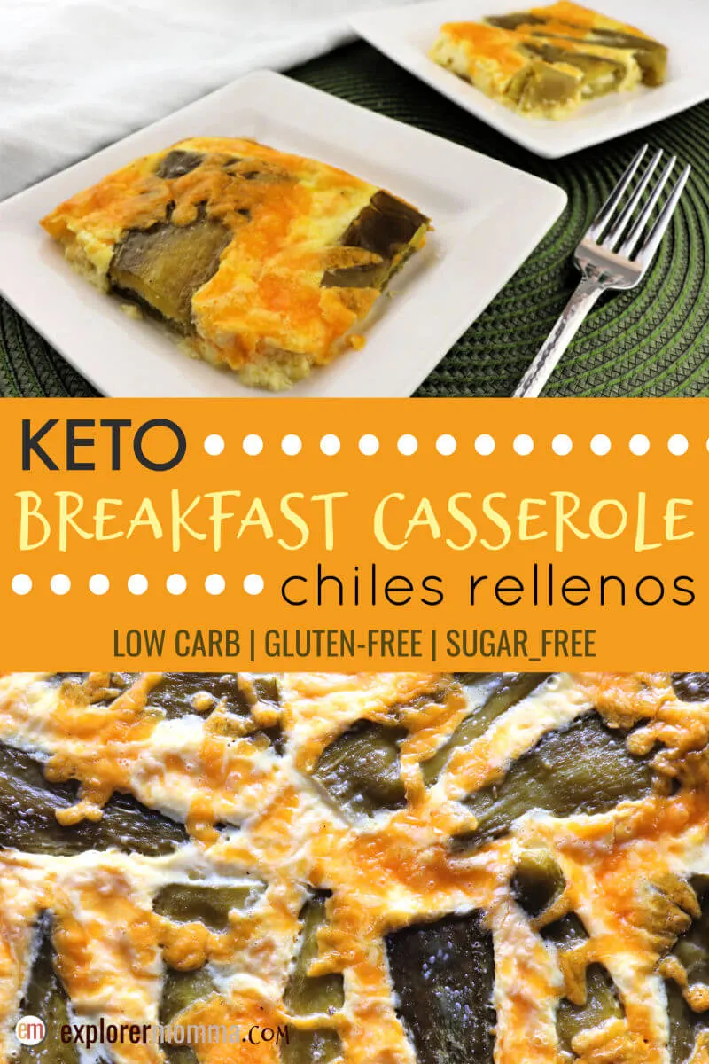 Chiles rellenos keto breakfast casserole is the perfect low carb brunch recipe or gluten-free breakfast. Full of flavor and cheesy goodness, you will want to eat this on your keto diet! #ketobreakfast #lowcarbrecipes
