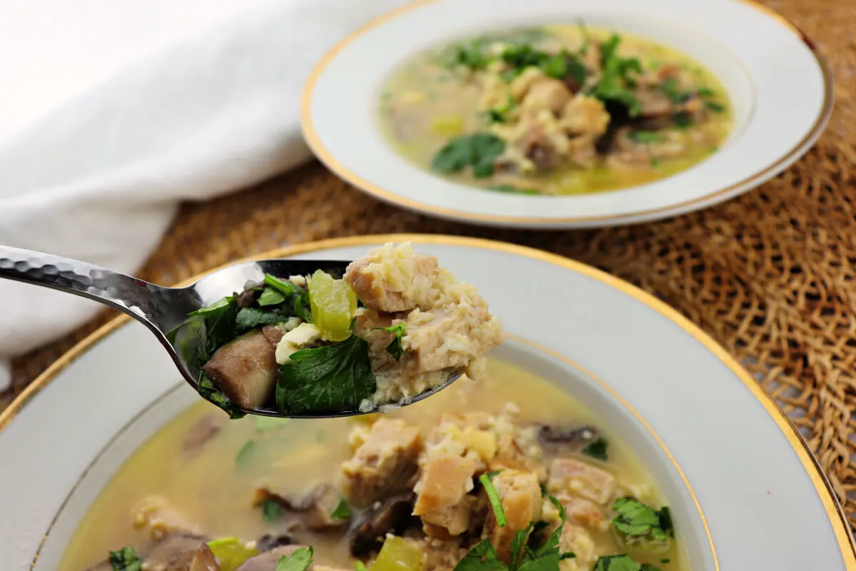 A bite of low carb chicken mushroom soup. #ketosoup #chickensoup