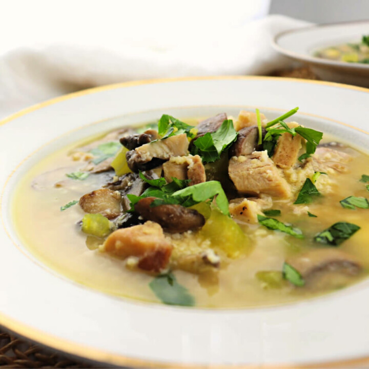 Low carb chicken mushroom soup, healthy ingredients to support your system. #ketosoup #lowcarbsoup