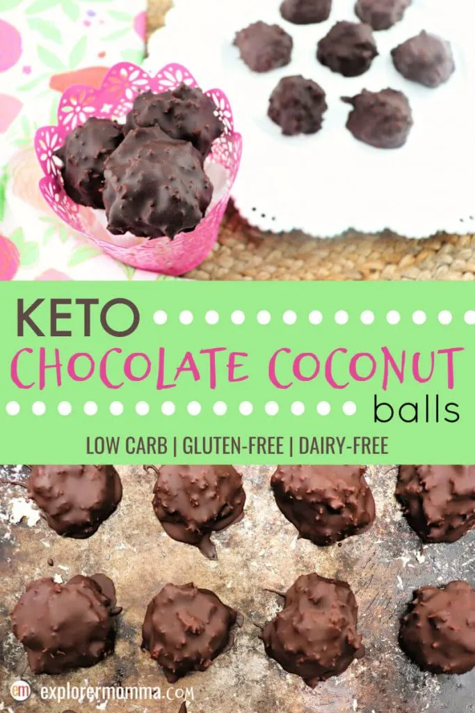 Easter keto chocolate coconut balls are sugar-free, low carb, super-easy, and delicious. Gluten-free with coconut, chocolate, cream, and other goodness. A low carb treat for any holiday. #ketodessert #lowcarbcandy