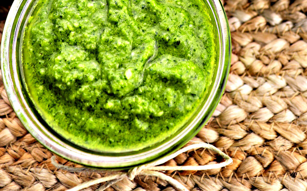 Easy low carb keto pesto is packed with classic Italian flavors of basil, garlic, and parmesan. Simple and delicious! #ketopesto #ketorecipes